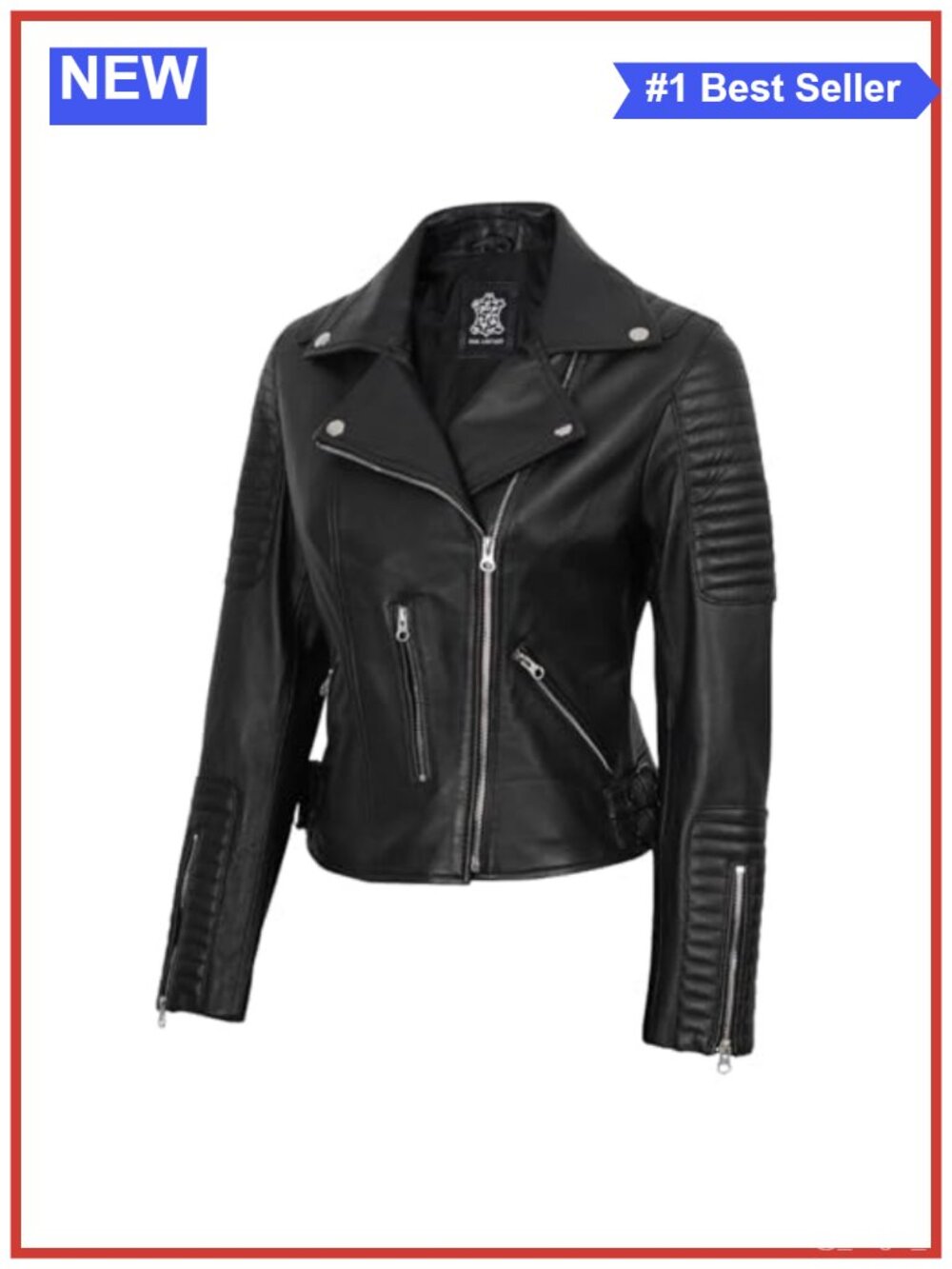 Asymmetrical Lambskin Leather Jacket Motorcycle Style Lapel Collar Women